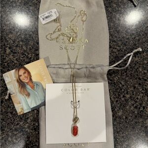 Kendra Scott Gold Necklace with Orange Veined Pendant